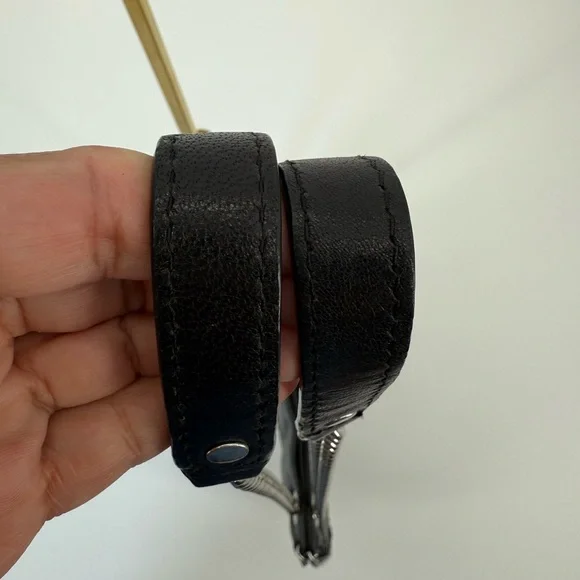 Michael Michael Kors Black Leather Shoulder/Crossbody Chelsea Silver Chain Bag - Picture 13 of 17